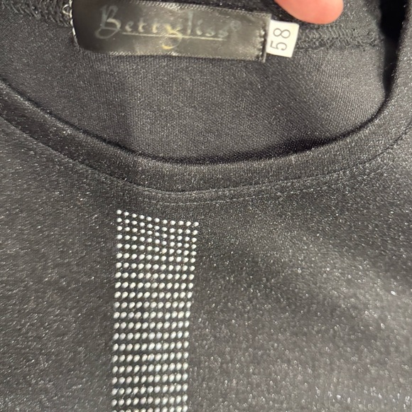 Bettyliss Gray Rhinestone Shift Dress XL Sequin “Drip” Pocket Made in Turkey - Picture 2 of 7